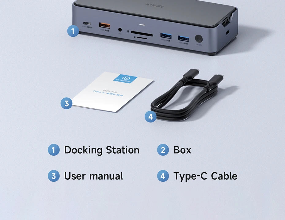 Hagibis USB C Docking Station Type C to 8K DP HDMI-Compatible Triple Display M.2 SSD PD3.0 RJ45 15 in 1 USB C HUB for PC Laptops