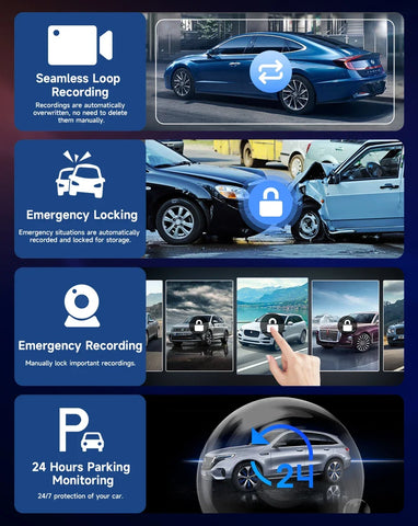 10.26'' Dash Cam 4K Car Mirror Video Player Wireless Carplay Android Auto GPS Car Monitor Multimedia Rearview Camera Dashboard