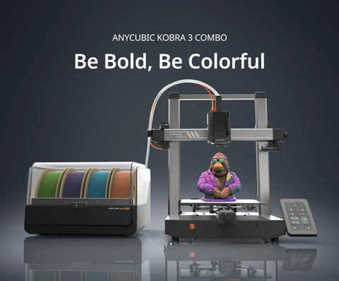 ANYCUBIC Kobra 3 Combo Multi-Color FDM 3D Printer With Max 600mm/s Printing Speed Build Size 250x250x260mm Print in 4 to 8 Color