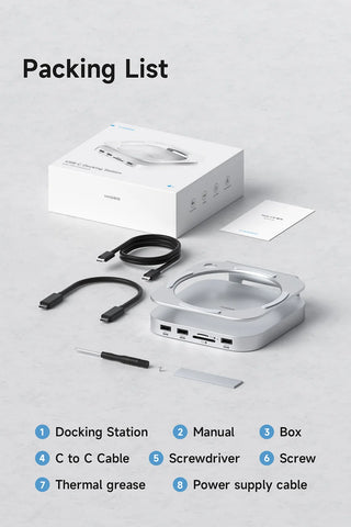 Hagibis USB C Hub with M.2 SSD Enclosure for Mac Mini M4/M4 Pro Stand Type-C Docking Station SSD Case USB3.2 Gen2 SD4.0 TF4.0