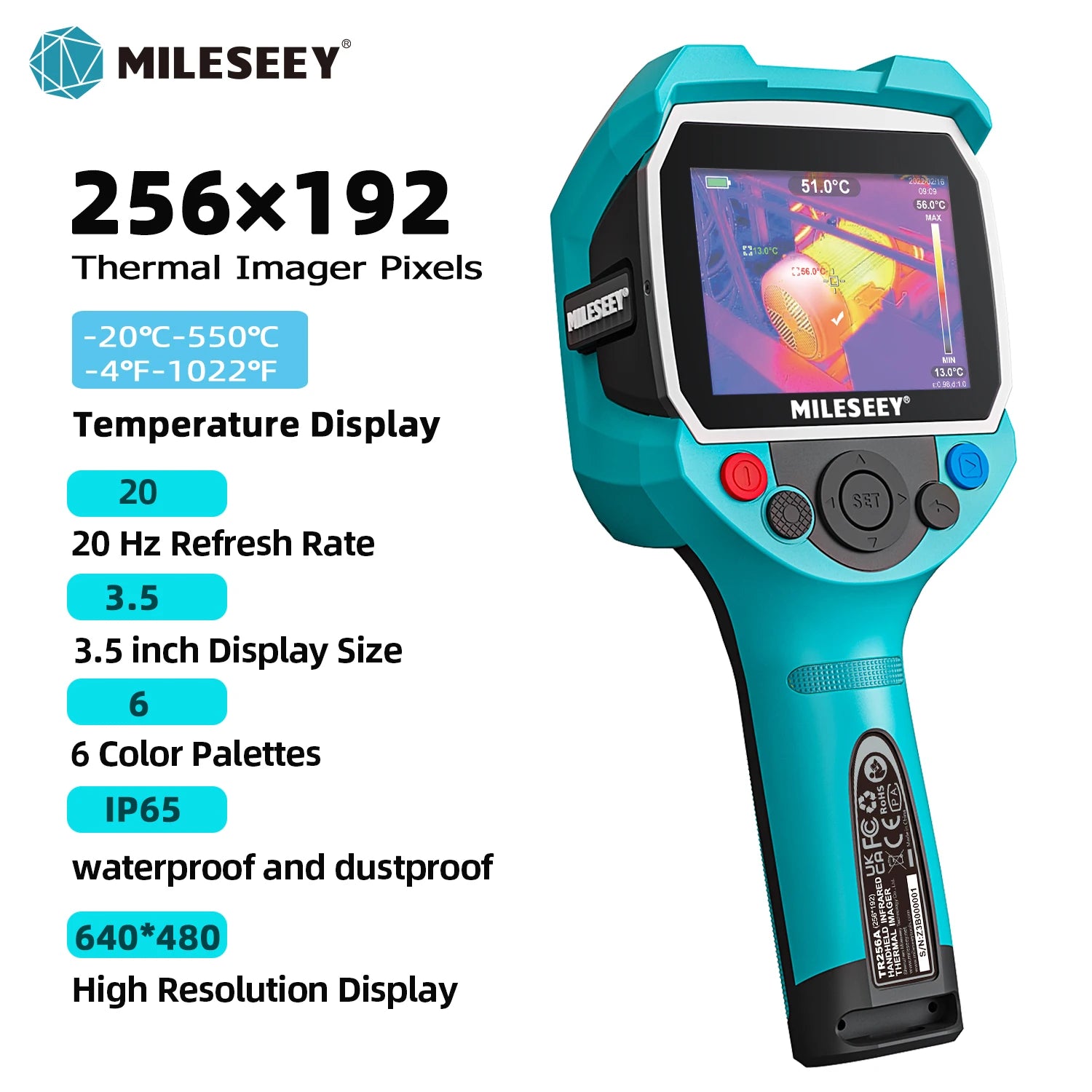MILESEEY TR256E /B Thermal Imager 256X192 Thermal Imaging Camera Infrared Temperature Meter For Repair, PCB, Pipeline Detection
