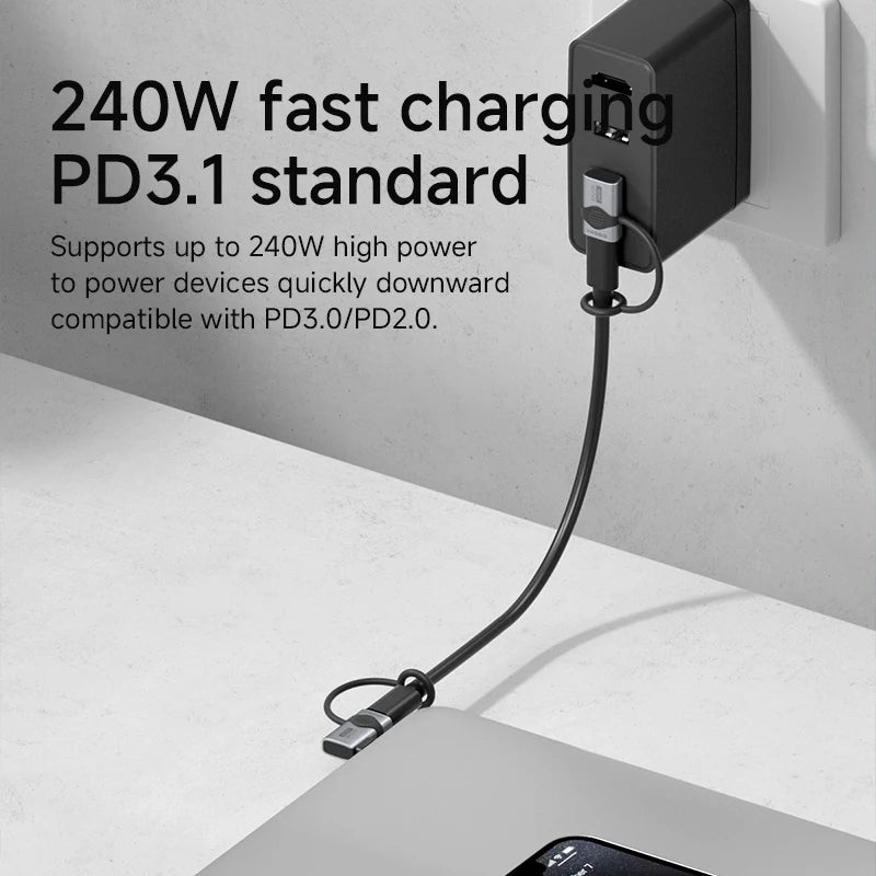 Hagibis 240W USB C to C Adapter with Lanyard 80Gbps 90 Degree Converter 8K Video USB4 Adapter for MacBook iPhone 16 Pro Tablet