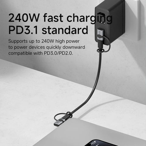 Hagibis 240W USB C to C Adapter with Lanyard 80Gbps 90 Degree Converter 8K Video USB4 Adapter for MacBook iPhone 16 Pro Tablet