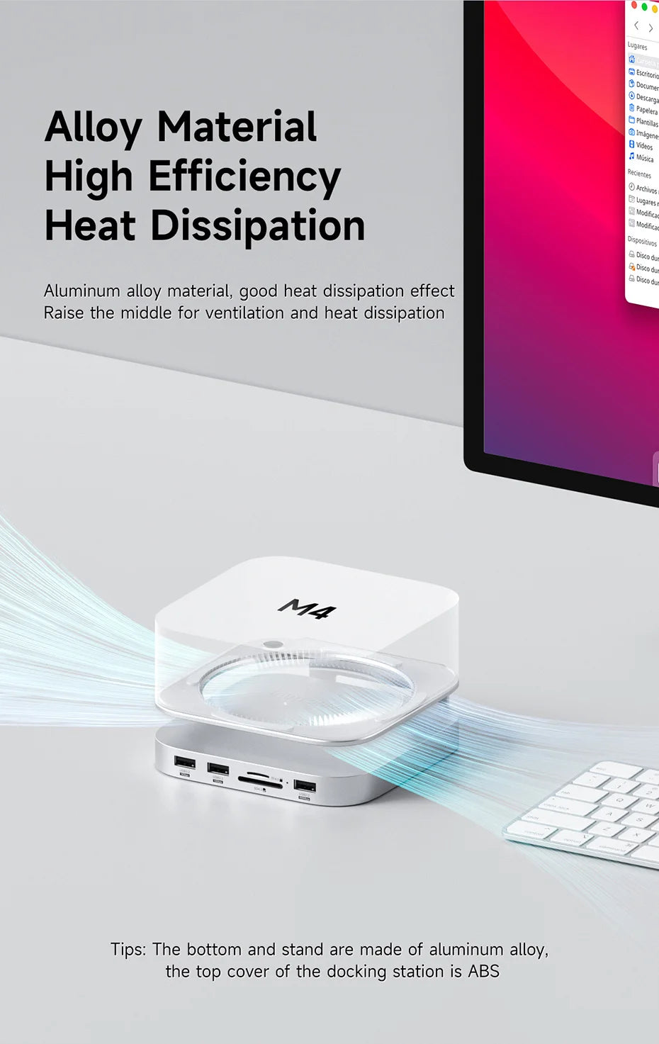 Hagibis USB C Hub with M.2 SSD Enclosure for Mac Mini M4/M4 Pro Stand Type-C Docking Station SSD Case USB3.2 Gen2 SD4.0 TF4.0
