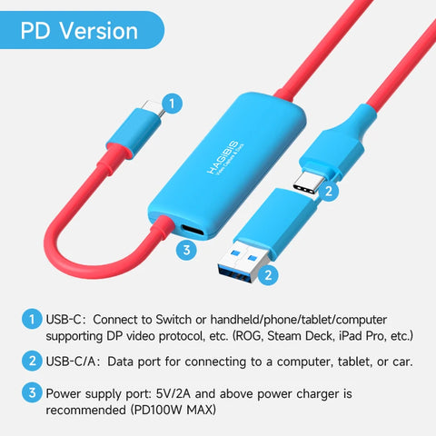 Hagibis USB3.0 Video Capture Card with 100W PD USB C to USB A/USB C Live and Record Video Audio Gaming for Quest 2 3 Switch ROG