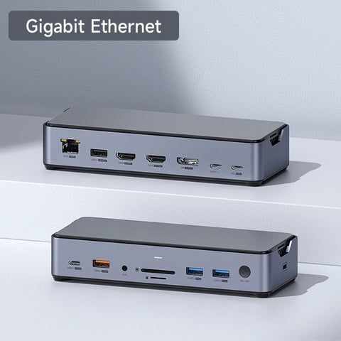 Hagibis USB C Docking Station Type C to 8K DP HDMI-Compatible Triple Display M.2 SSD PD3.0 RJ45 15 in 1 USB C HUB for PC Laptops