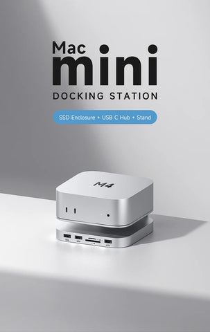 Hagibis USB C Hub with M.2 SSD Enclosure for Mac Mini M4/M4 Pro Stand Type-C Docking Station SSD Case USB3.2 Gen2 SD4.0 TF4.0