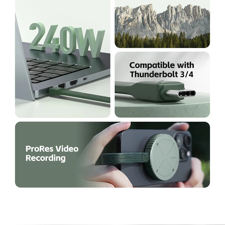 Hagibis USB 4 Cable Portable Keychain Short USB C to Type C Cable 240W 40Gbps for Thunderbolt 3/4 iPhone 16 Pro SSD Power Bank