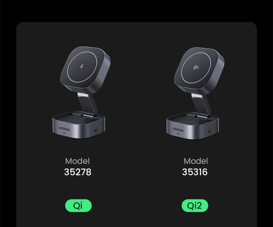 UGREEN Qi2 25W Magnetic Wireless Charger Stand 2-in-1 Charging Stand For iPhone 15 16 Pro Max/AirPods For MagSafe Fast Charger