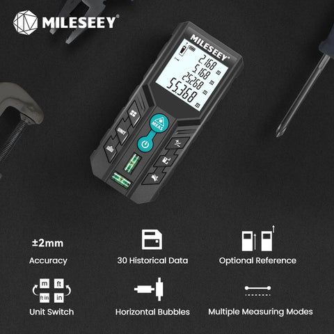 MILESEEY Laser Rangefinder D2 40M 60M 100M 120M Laser Tape Measure Double Horizontal Bubble Digital Roulette