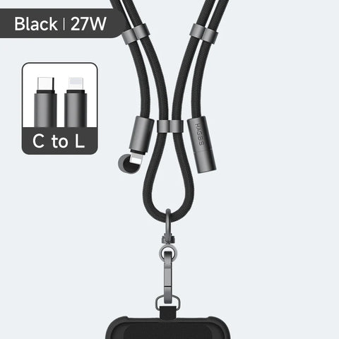 Hagibis Universal Phone Lanyard USB C Cable 2 in 1 Phone Strap C to C/C to L Charging Cord for iPhone 16 15 Pro Max Most Phones