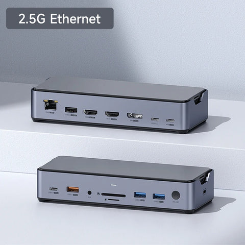 Hagibis USB C Docking Station Type C to 8K DP HDMI-Compatible Triple Display M.2 SSD PD3.0 RJ45 15 in 1 USB C HUB for PC Laptops