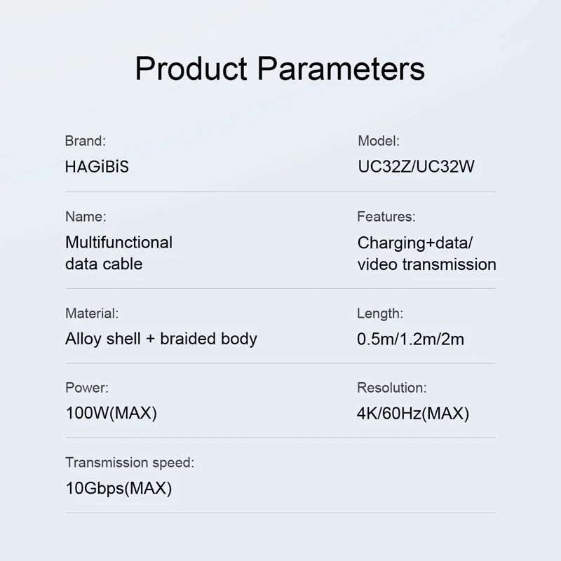 Hagibis USB C to USB C Cable USB 3.2 Gen 2 Type C Cable 10Gbps 4K 60Hz Video 100W Fast Charging for iPhone 16 Macbook Pro iPad