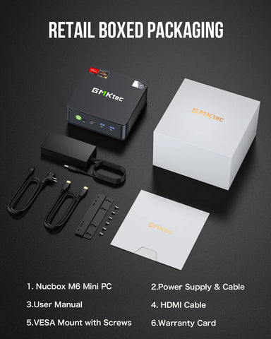GMKtec M6 Mini PC AMD R5 6600H 6-core 12-thread Computer 16GB DDR5 512GB PCIe 3.0 SSD WiFi 6 BT5.2 Mini PC Desktop Computer