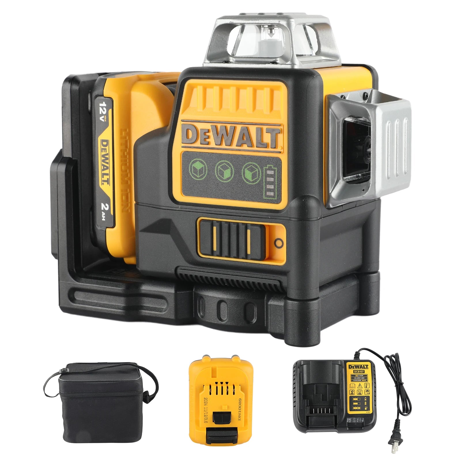 2025 Dewalt DW089LG 12 Lines 3 Sides*360 Degree Vertical 12V Lithium Battery Laser Level Horizontal Green Meter Outdoor