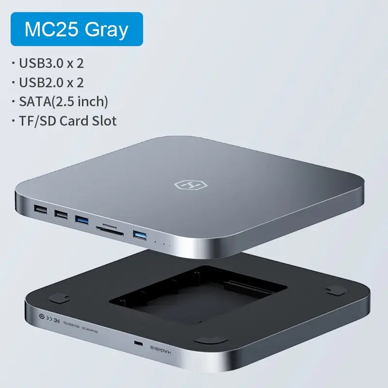 Hagibis USB C Hub with Hard Drive Enclosure Type C Docking Station 2.5 SATA NVME M.2 SSD Case 4K DP USB3.0 M1 M2 for Mac Mini