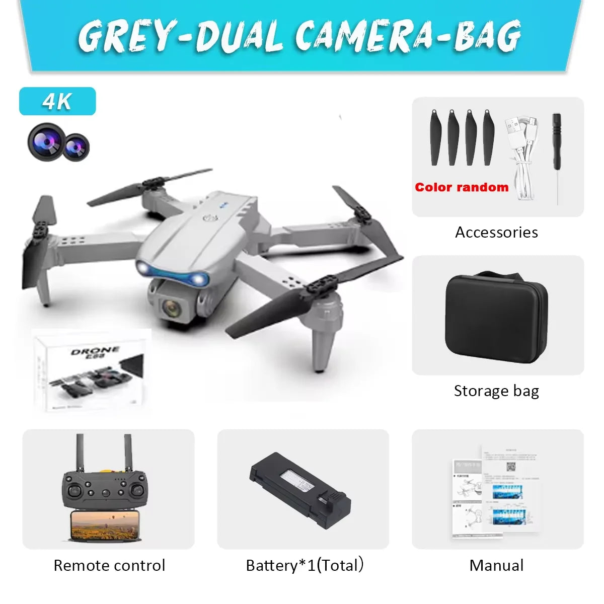 E99 Pro Drone Quadcopter Remote Control Handle Four Axis Aircraft HD 6K Photography UAV Altitude Fixation Helicopter Toys