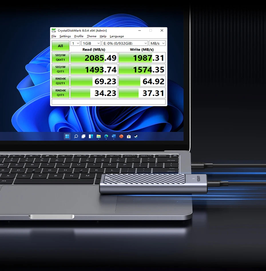 UGREEN M2 SSD Case M.2 NVMe SATA SSD Enclosure Adapter 20Gbps USB 3.2 Gen2 USB C External Enclosure Supports M and B&M Keys