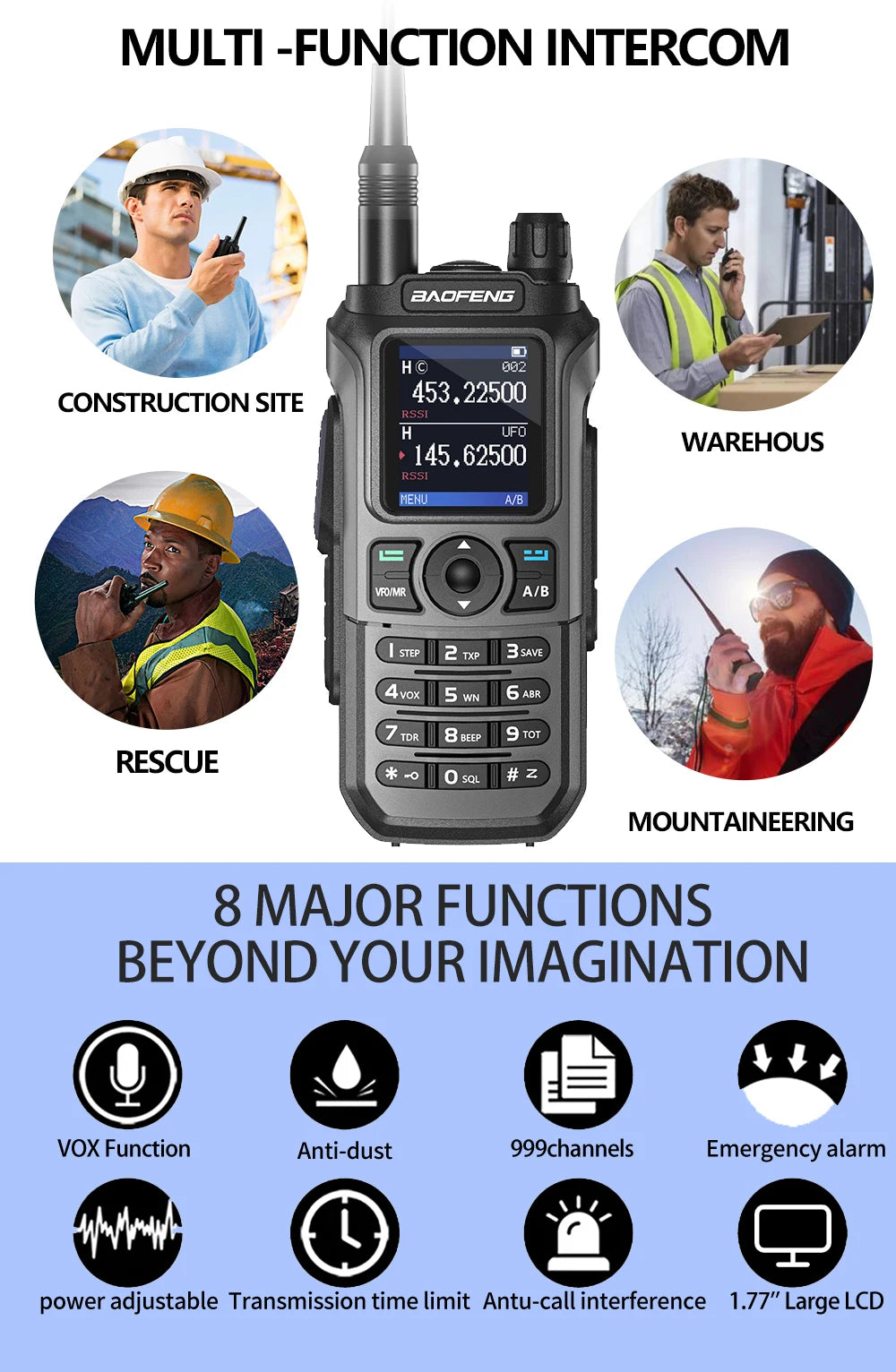 Baofeng UV-21 Pro V2 Wireless Copy Frequency Mutli Band Powerful Waterproof Long Range UV-5R Long Range Type-C Two Way Ham Radio