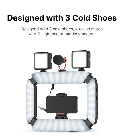 Ulanzi U200 U-200 Smartphone Video Rig  LED Video Light 2 in 1 Ring Light Cold Shoe for Microphone Tiktok Youtube Live Rig Light