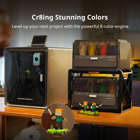 Anycubic Kobra S1 Combo Multi-Color 3D Printer High Precision Core XY Stable Structure Ultra-Quiet Max Speed 600mm/s 3D Printer