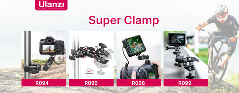 Ulanzi R094 Metal Super Clamp with Double Ball Head Magic Arm Clamp with 1/4" 3/8" Hole for DSLR Camera Monitor Light Mic Mount