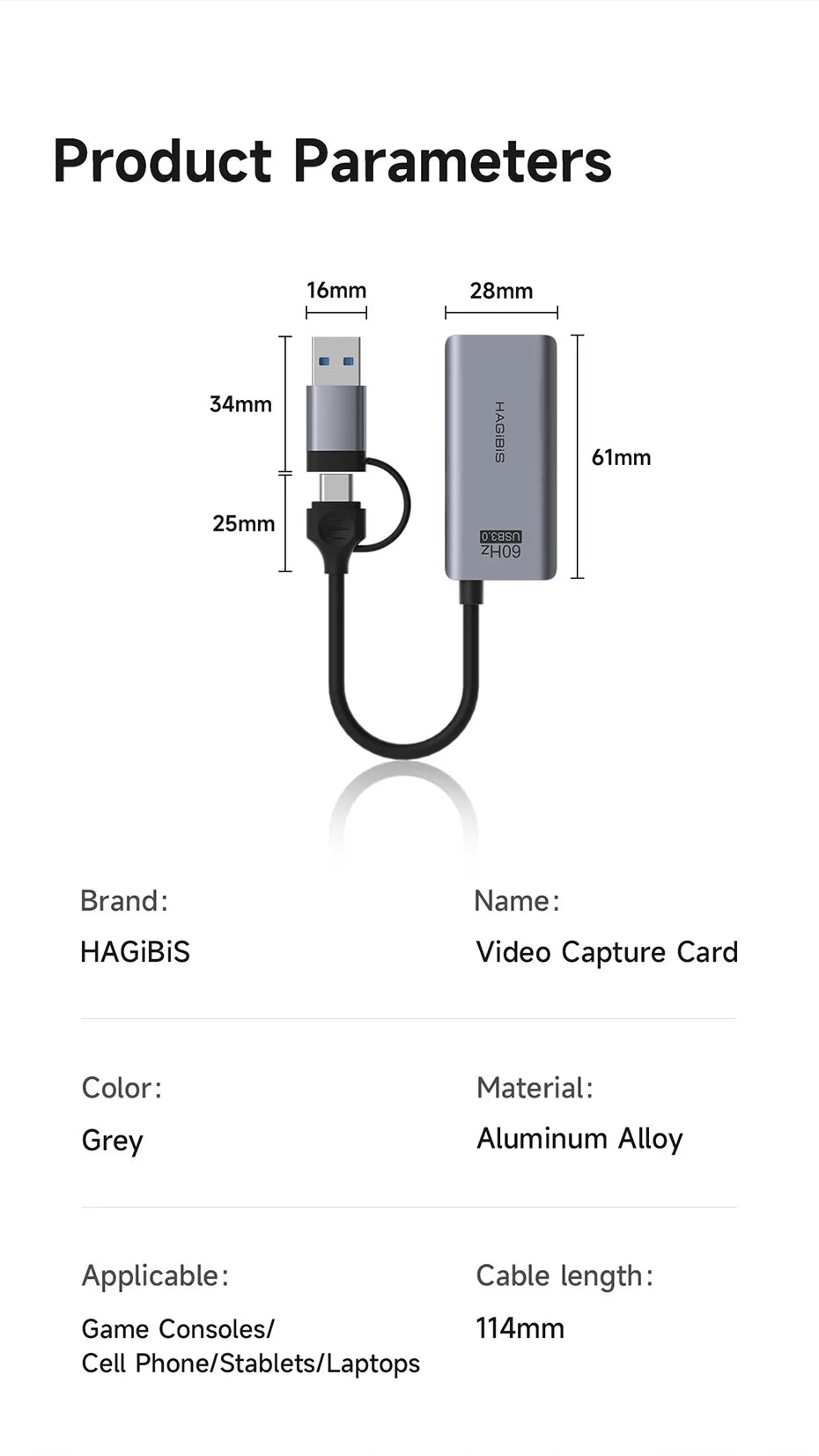 Hagibis USB 3.0 Video Capture Card With 100W PD For Meta Quest 3 iPad HDMI to USB/Type-c Gaming Live Streaming Video Recorder