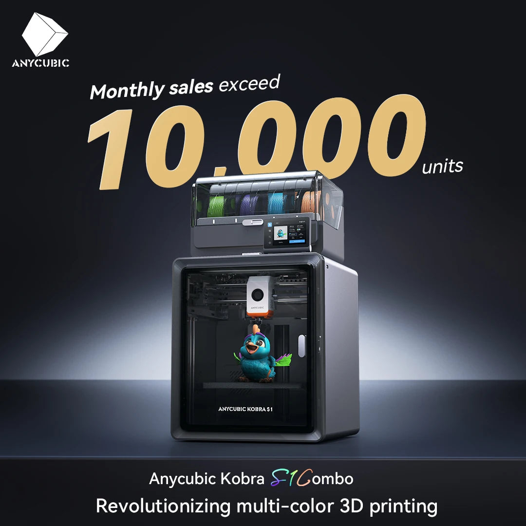 Anycubic Kobra S1 Combo Multi-Color 3D Printer High Precision Core XY Stable Structure Ultra-Quiet Max Speed 600mm/s 3D Printer