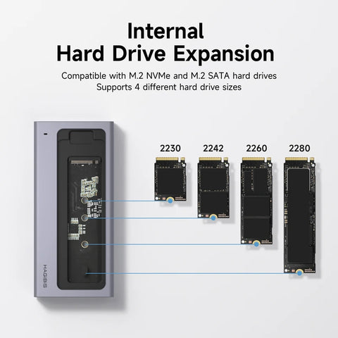 Hagibis M.2 SSD Enclosure with USB C Hub Magnetic Cover External Hard Drive Case Compatible with Thunderbolt 4/3 for MacBook PC