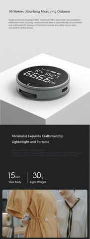 DUKA Electronic Ruler Rechargeable 8 Functions Rangefinder Portable HD LCD Screen Long Standbuy Multifunction ruler