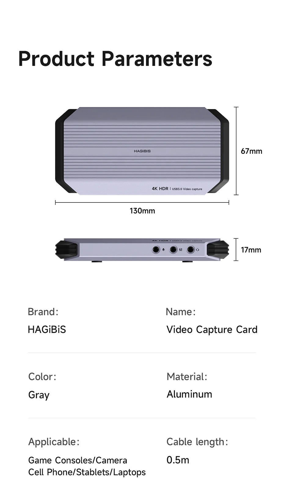 Hagibis 4K@60Hz Video Capture Card Streaming and Gaming 4K 60FPS HDR VRR RGB Passthrough PD 100W for PS5/4 Xbox Switch Camera PC