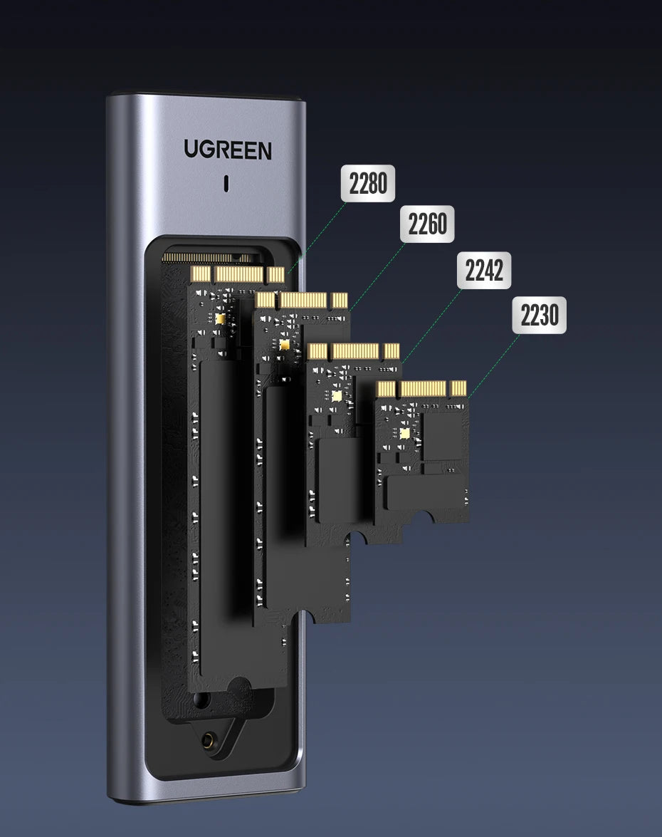 UGREEN M2 SSD Case M.2 NVMe SATA SSD Enclosure Adapter 20Gbps USB 3.2 Gen2 USB C External Enclosure Supports M and B&M Keys