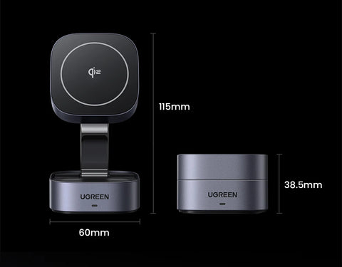 UGREEN Qi2 25W Magnetic Wireless Charger Stand 2-in-1 Charging Stand For iPhone 15 16 Pro Max/AirPods For MagSafe Fast Charger