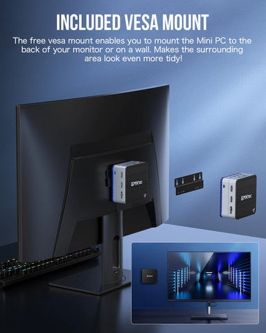 GMKtec G2 Mini PC Windows 11 Pro Intel 12th Gen Alder Lake N100 Mini PC DDR5 12GB RAM 512GB ROM WiFi 6 BT5.2 Desktop Computer
