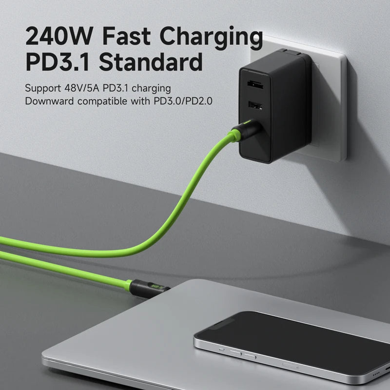 Hagibis USB C Fast Charger Cable With LED Display PD 240W 40Gbps Video Cord Compatible with Thunderbolt 4/3 For iPhone 16 Laptop