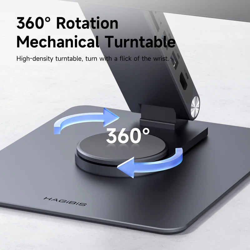 Hagibis Magnetic Stand for iPad Pro M4 2024 11inch 13inch with Hub Tablet Docking Station 360° Adjustable Mount Foldable Holder