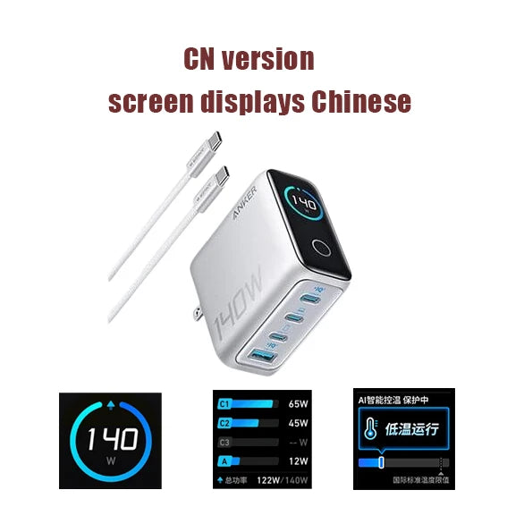 Anker ZOLO 140W GaN 4 Port Charger PPS Laptop for iPhone MacBook Pro Air iPad Galaxy S24 Dell XPS 13
