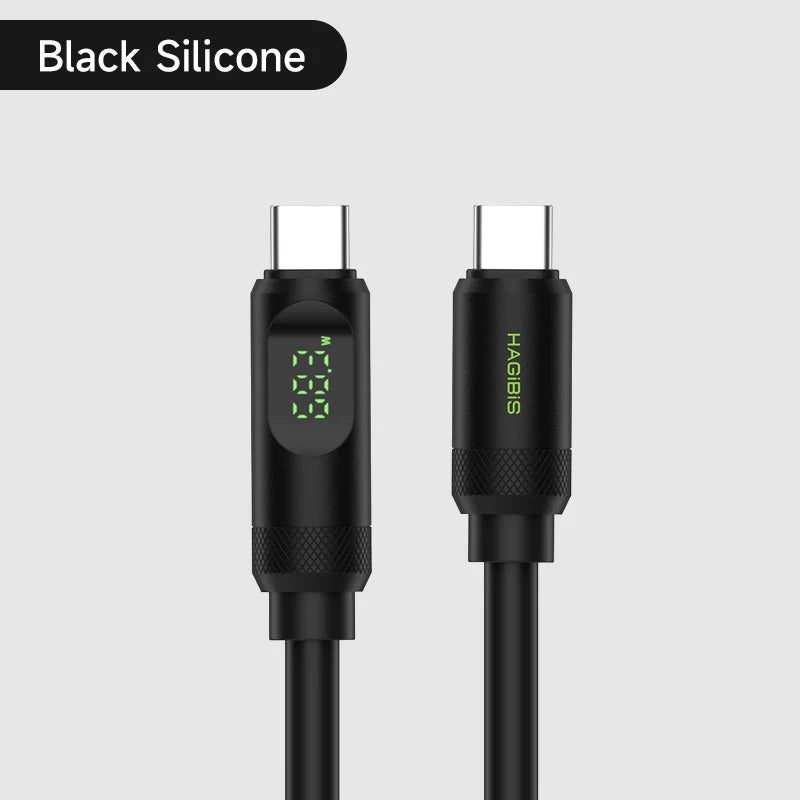 Hagibis USB C Fast Charger Cable With LED Display PD 240W 40Gbps Video Cord Compatible with Thunderbolt 4/3 For iPhone 16 Laptop