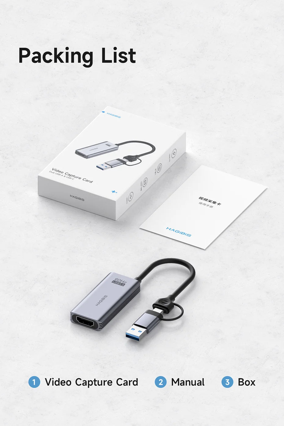 Hagibis USB 3.0 Video Capture Card With 100W PD For Meta Quest 3 iPad HDMI to USB/Type-c Gaming Live Streaming Video Recorder