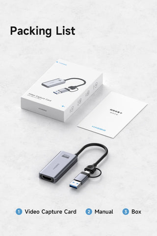 Hagibis USB 3.0 Video Capture Card With 100W PD For Meta Quest 3 iPad HDMI to USB/Type-c Gaming Live Streaming Video Recorder
