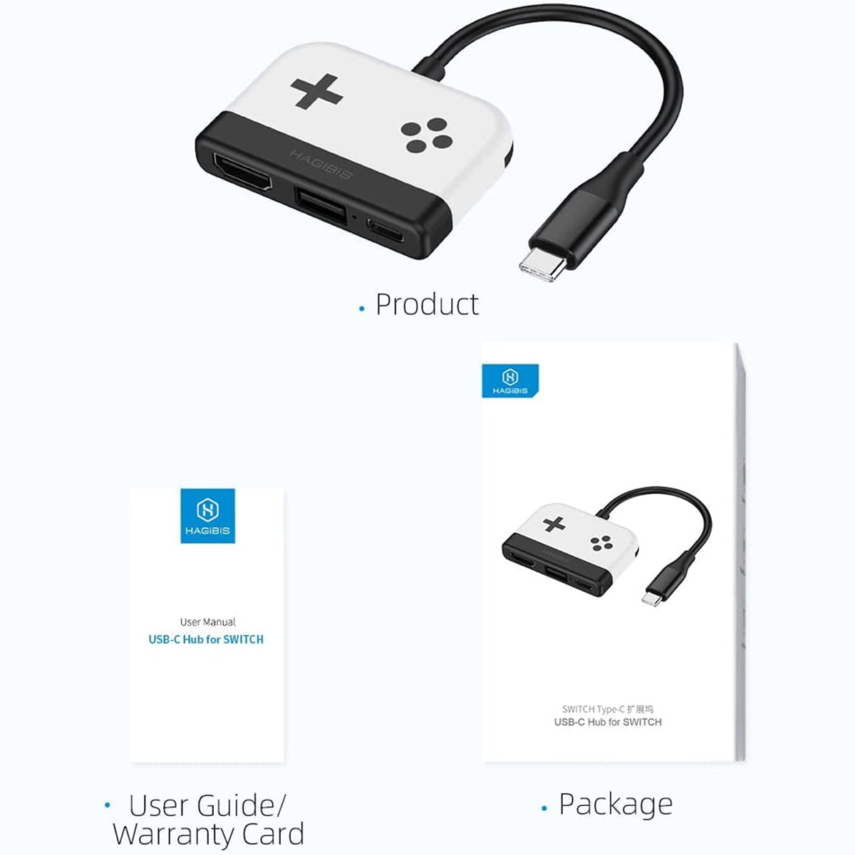 Hagibis Switch Dock für Nintendo Switch Portable TV Dock Lading Docking Station Ladegerät 4K HDMI-kompatible TV-Adapter USB 3.0
