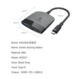 Dock de commutation pour Nintendo Switch OLED, Hagibis Portable TV Dock Charging Aging Station avec HDMI et USB 3.0 Port Remplacement Dock Set Type C sur l'adaptateur télévisé HDMI pour MacBook Pro Air (Black Grey)