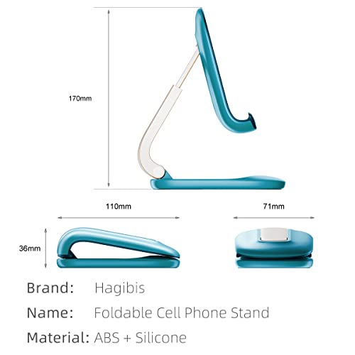 Hagibis Foldable Cell Phone Stand Desktop Cell Phone Stand Mini Adjustable Cute Phone Holder for iPhone 13/12/11 Pro Max iPad Mini Samsung Tablet Blue