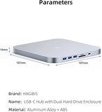 Hagibis USB-C-Hub für MAC Mini M1 mit SATA-Festplattengehäuse