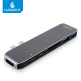 Hagibis Dual USB-C HUB TYPE-C Adattatore USB-C a SD/TF Lettore di schede TF HDMI-compatibile PD CHARGED 4K HD per MacBook Pro U