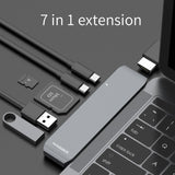 Hagibis 7-in-1 Dual USB-C HUB Type-C Adapter USB-C to SD/TF Card Reader HDMI-compatible PD Charging 4K HD for MacBook Pro U New fit version