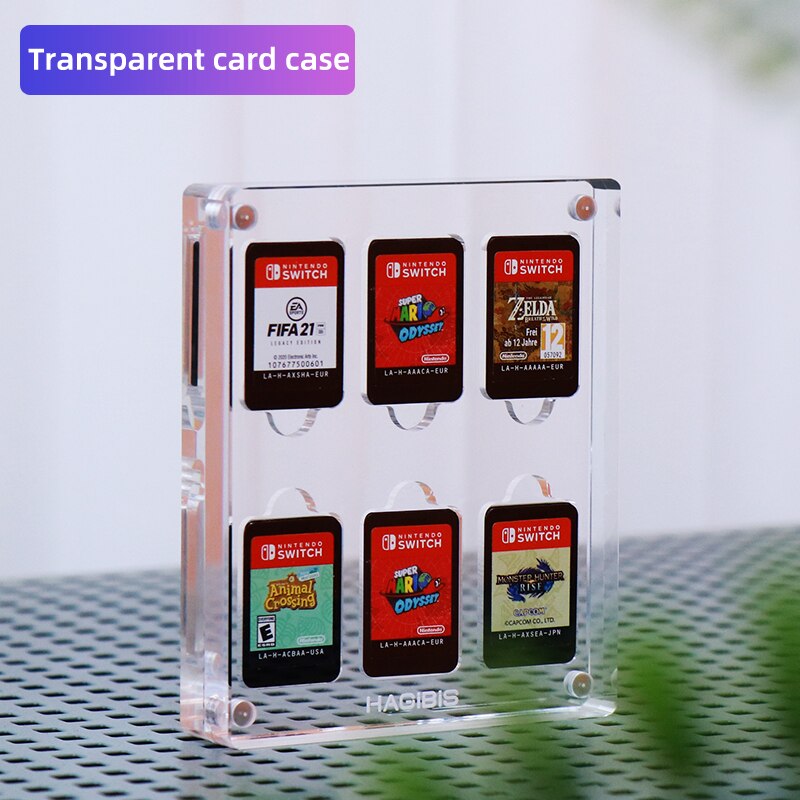 Spielkartenkoffer für Nintendo Switch Premium Premium transparente Acrylspiele Aufbewahrungsbox -Halter Schockproof Hard Shell 6 Karten