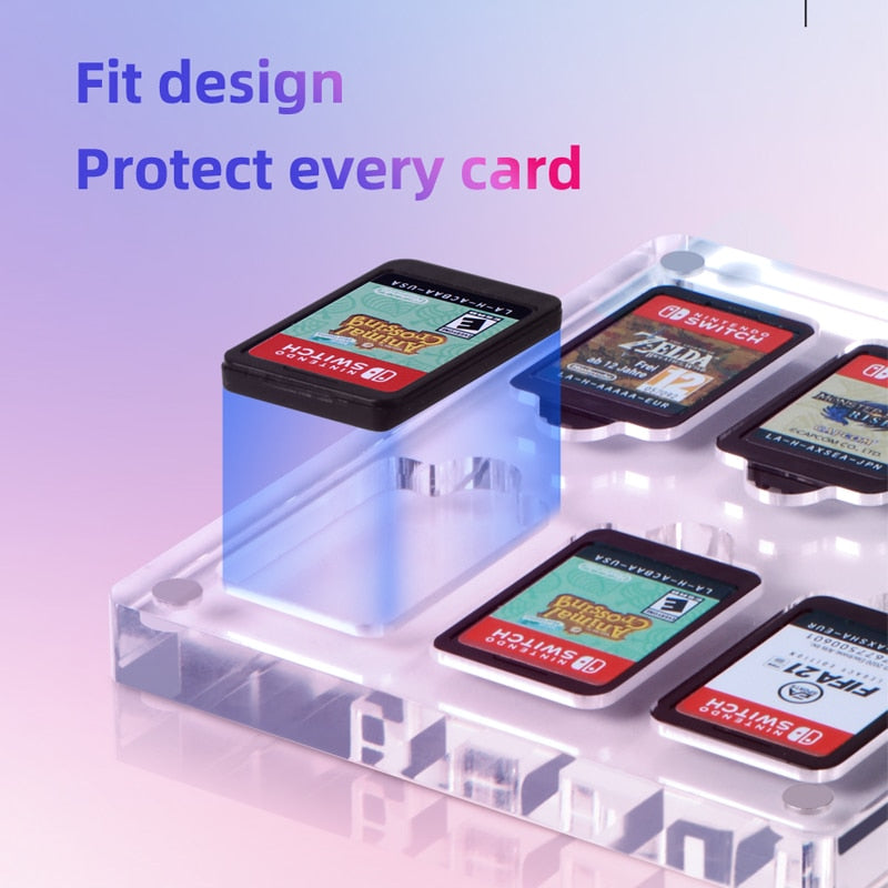 Custodia per carta per giochi per Nintendo Switch Premium Transparent Acrilic Games Box Holder Shock Hard Shell 6 Cards