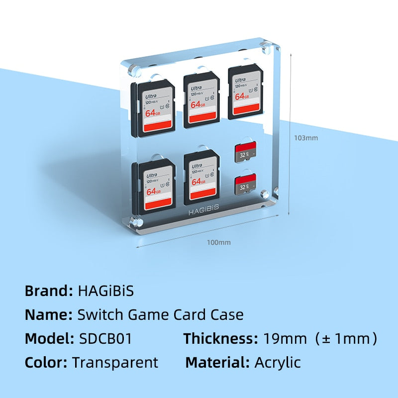 Hagibis Memory Card Case Transparent Acrylic Protective Protective Holder Organizer pour SD SDXC SDHC TF Micro SD Camera Card Box Card
