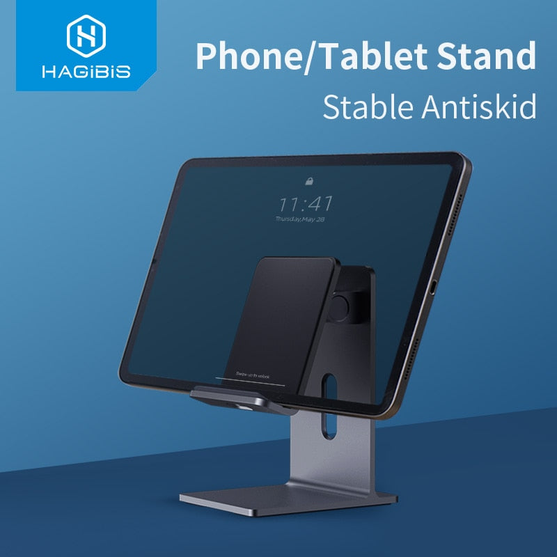 Soporte para teléfono móvil Hagibis, soporte para tableta, soporte plegable para teléfono móvil, escritorio portátil, soporte ajustable de aluminio para iPhone, iPad Pro